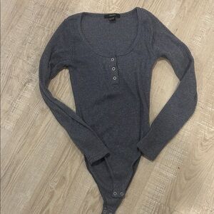 Forever 21 Gray Ribbed Bodysuit